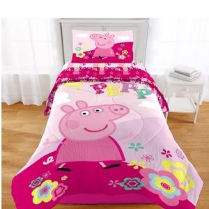 🐷BUNDLE& BONUS! Peppa Pig Twin/Full Comforter,w/pillowcase & Decorative pillow!